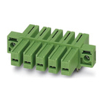 Phoenix Contact 7.62mm Pitch 10 Way Right Angle Pluggable Terminal Block, Inverted Header, Through Hole, Solder