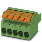 Phoenix Contact 7.62mm Pitch 5 Way Pluggable Terminal Block, Plug, Cable Mount, Push-In Termination