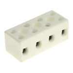 RS PRO Non-Fused Terminal Block, 4-Way, 15 → 57A, 8 AWG Wire, Screw Down Termination