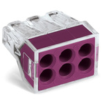 Wago 773 PUSH WIRE Series Junction Box Connector, 6-Way, 24A, 18 → 12 AWG, 16 → 12 AWG Wire, Push In