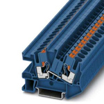 Phoenix Contact PTI Series PTI 6 BU Non-Fused Terminal Block, 2-Way, 51A, 20 → 8 AWG Wire, Push In Termination