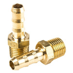 Legris Brass 1/4 in BSPT Male x 7 mm Barbed Male Straight Tailpiece Adapter Threaded Fitting