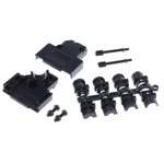 MH Connectors MHD45PPK Series ABS Angled D Sub Backshell, 15 Way, Strain Relief