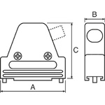 MH Connectors MHDVSL Series Zinc Angled D Sub Backshell, 9 Way, Strain Relief