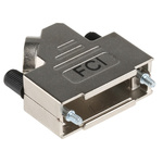 Amphenol ICC 8655MHR Series Die Cast Zinc Angled D Sub Backshell, 15 Way, Strain Relief