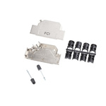 Amphenol ICC 8655MHR Series Die Cast Zinc Angled D Sub Backshell, 37 Way, Strain Relief