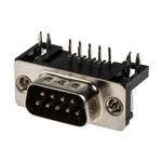 RS PRO 9 Way Right Angle Through Hole D-sub Connector Plug, 2.77mm Pitch, with 4-40 UNC, Threaded Insert