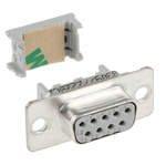 3M 8300 9 Way Right Angle Cable Mount D-sub Connector Socket, 2.74mm Pitch
