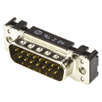 Harting 15 Way Through Hole D-sub Connector Plug, 2.74mm Pitch, with M3 Threaded Inserts
