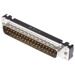 HARTING 37 Way Through Hole D-sub Connector Plug, 2.76mm Pitch, with M3 Threaded Inserts