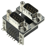 Amphenol L17H 9 Way Right Angle Through Hole D-sub Connector Male/Male, 2.77mm Pitch, with 4-40 UNC Female Screwlocks,