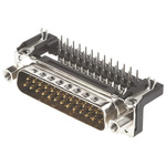 Harting 25 Way Right Angle Through Hole D-sub Connector Plug, 2.76mm Pitch, with 4-40 UNC Female Screwlocks, Boardlocks