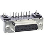 Amphenol ICC Delta D 15 Way Right Angle Through Hole D-sub Connector Socket, 2.74mm Pitch, with 4-40 UNC Inserts
