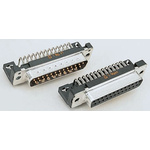 Harting 37 Way Right Angle Through Hole D-sub Connector Socket, 2.76mm Pitch, with Boardlocks, M3 Threaded Inserts