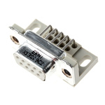Provertha TMC 9 Way Right Angle Through Hole D-sub Connector Socket, 2.84mm Pitch, with Guide Frame