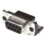 TE Connectivity Amplimite HD-20 9 Way Right Angle Through Hole D-sub Connector Socket, 2.74mm Pitch, with 4-40 UNC