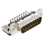 TE Connectivity Amplimite HD-20 15 Way Right Angle Through Hole D-sub Connector Plug, 2.74mm Pitch