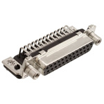 TE Connectivity Amplimite HD-20 25 Way Right Angle Through Hole D-sub Connector Socket, 2.74mm Pitch