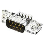 TE Connectivity Amplimite HD-20 9 Way Right Angle Through Hole D-sub Connector Plug, 2.74mm Pitch, with 4-40 UNC