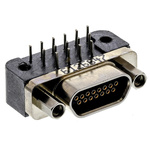 Glenair MWDM 15 Way Right Angle Through Hole D-sub Connector Socket, 2.54mm Pitch