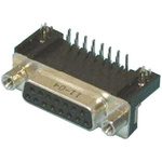 Amphenol ICC L77SD 37 Way Right Angle Through Hole D-sub Connector Socket, with 4-40 UNC Female Screwlocks, Boardlocks