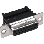 Amphenol DFR 15 Way Right Angle Cable Mount D-sub Connector Plug, 2.74mm Pitch