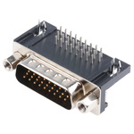 Harting 26 Way Right Angle Through Hole D-sub Connector Plug, 2.29mm Pitch, with 4-40 UNC Female Screwlocks, Boardlocks