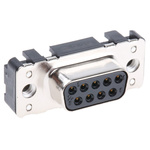 Harting 9 Way Through Hole D-sub Connector Socket, 2.74mm Pitch, with 4-40 UNC, Threaded Insert