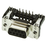 HARTING 9 Way Right Angle Through Hole D-sub Connector Socket, 2.74mm Pitch, with 4-40 UNC Threaded Inserts, Boardlocks