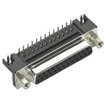 HARTING 37 Way Right Angle Through Hole D-sub Connector Plug, 2.77mm Pitch, with 4-40 UNC Threaded Inserts, Boardlocks