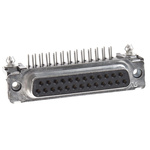 TE Connectivity Amplimite HD-20 25 Way Right Angle Through Hole D-sub Connector Socket, 2.76mm Pitch, with 4-40 UNC,