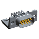 TE Connectivity Amplimite HD-20 9 Way Right Angle Through Hole D-sub Connector Plug, 2.74mm Pitch, with Mounting Hole