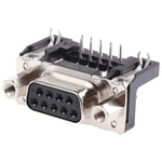 Harting D-Sub Standard 9 Way Right Angle Through Hole D-sub Connector Socket, 2.54mm Pitch, with 4-40 UNC Female