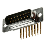 MH Connectors MHDD-M 15 Way Right Angle Through Hole D-sub Connector Plug, 2.77mm Pitch