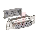 3M 8300 15 Way Right Angle Cable Mount D-sub Connector Socket, 1.27mm Pitch