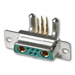 Harting 2 (Power/Coax), 5 (Signal) Way Right Angle Through Hole D-sub Connector Socket, with Mounting Hole