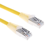RS PRO Yellow PVC Cat5e Cable F/UTP, 500mm Male RJ45/Male RJ45
