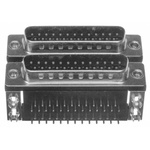 Norcomp 189 25 Way Right Angle Through Hole D-sub Connector Male/Male, 2.769mm Pitch, with 4-40 Hex Standoff, Fork