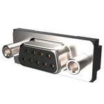 Amphenol ICC 9 Way Right Angle Plug-In Mount D-sub Connector Socket, 2.74mm Pitch, with Screw