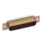 Amphenol India M24308 25 Way Panel Mount D-sub Connector Plug, 2.77mm Pitch, with 4-40 Screw Locks