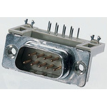 Provertha TMC 9 Way Right Angle Through Hole D-sub Connector Socket, 2.84mm Pitch, with 4-40 UNC inserts, Ground Clip