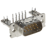 TE Connectivity Amplimite HD-20 9 Way Right Angle Through Hole D-sub Connector Plug, 2.74mm Pitch, with 4-40 UNC