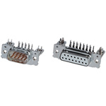 TE Connectivity Amplimite HD-20 9 Way Right Angle Through Hole D-sub Connector Socket, 2.74mm Pitch, with 4-40 UNC
