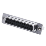 Amphenol ICC L77SD 25 Way Panel Mount D-sub Connector Socket, 2.77mm Pitch, with 4-40 UNC, Threaded Insert
