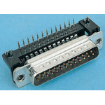 Amphenol FCC17 9 Way Right Angle Through Hole D-sub Connector Plug, with 4-40 UNC Threaded Inserts, Boardlocks
