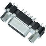 Harting 37 Way Through Hole D-sub Connector Socket, 2.76mm Pitch, with 4-40 UNC Female Screwlocks, Boardlocks