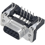 Harting 37 Way Right Angle Through Hole D-sub Connector Socket, 2.76mm Pitch, with 4-40 UNC Female Screwlocks,