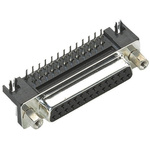 Harting 15 Way Right Angle Through Hole D-sub Connector Socket, 2.77mm Pitch, with 4-40 UNC Threaded Inserts, Boardlocks