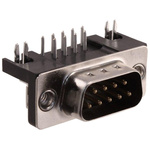 Harting 9 Way Right Angle Through Hole D-sub Connector Plug, 2.77mm Pitch, with 4-40 UNC Threaded Inserts, Boardlocks