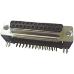 Amphenol ICC FCE17 15 Way Right Angle Through Hole D-sub Connector Socket, 2.74mm Pitch, with 4-40 UNC Threaded